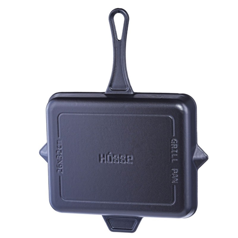 Emaillierte grillpfanne Gusseisen Hosse, Black Onyx, 26x32cm | Grillpfanne Gusseisen | Gusseisenpfanne |