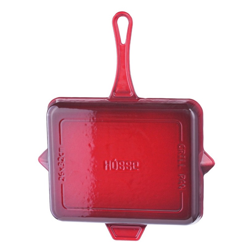 Emaillierte grillpfanne Gusseisen Hosse, Rubin, 26x32cm | Grillpfanne Gusseisen | Gusseisenpfanne |