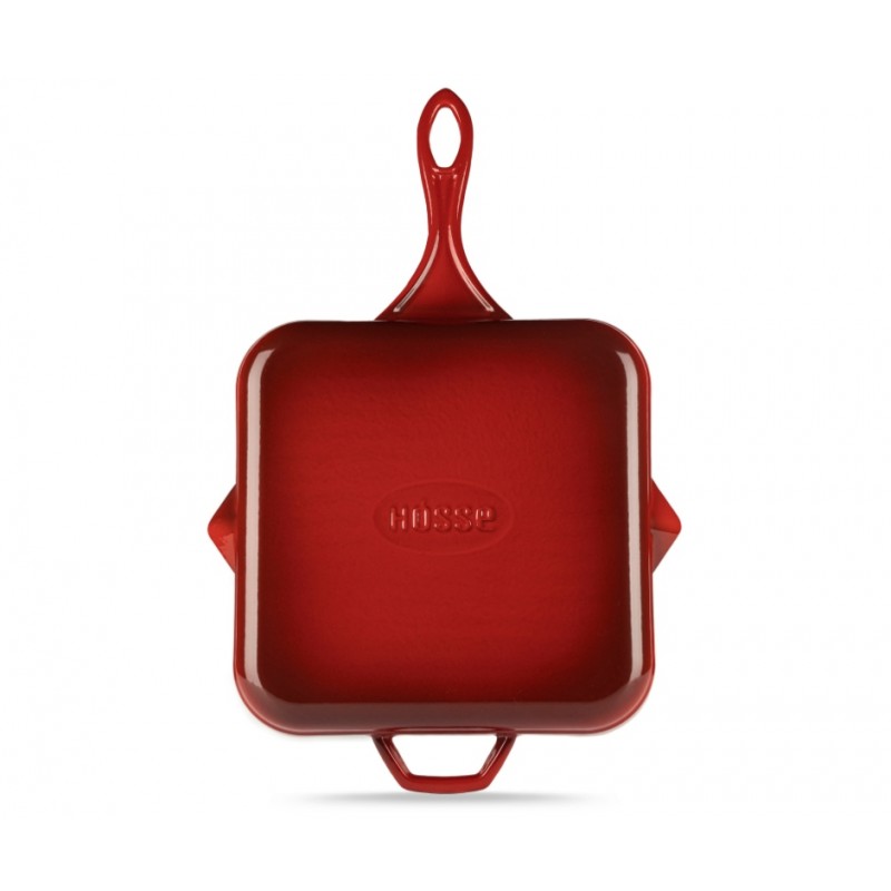 Emaillierte grillpfanne Gusseisen Hosse, Rubin, 28x28cm | Grillpfanne Gusseisen | Gusseisenpfanne |
