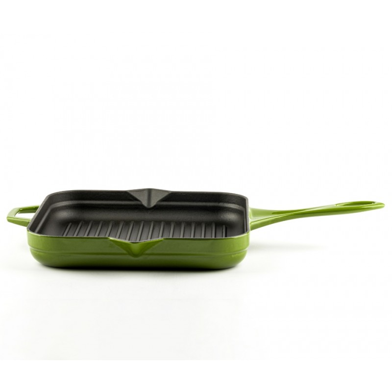 Emaillierte grillpfanne Gusseisen Hosse, Bamboo, 28x28cm | Grillpfanne Gusseisen | Gusseisenpfanne |