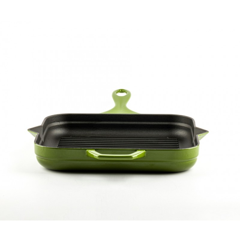 Emaillierte grillpfanne Gusseisen Hosse, Bamboo, 28x28cm | Grillpfanne Gusseisen | Gusseisenpfanne |