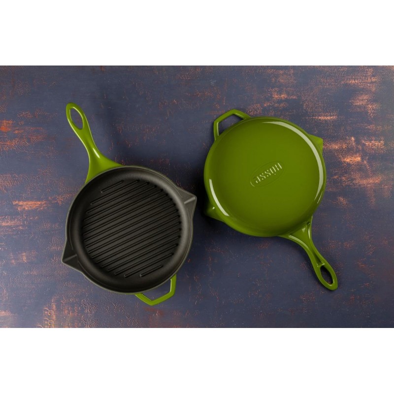 Emaillierte grillpfanne Gusseisen Hosse, Bamboo, Ф28cm | Grillpfanne Gusseisen | Gusseisenpfanne |