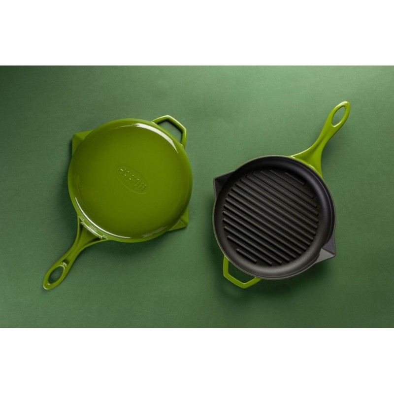 Emaillierte grillpfanne Gusseisen Hosse, Bamboo, Ф28cm | Grillpfanne Gusseisen | Gusseisenpfanne |