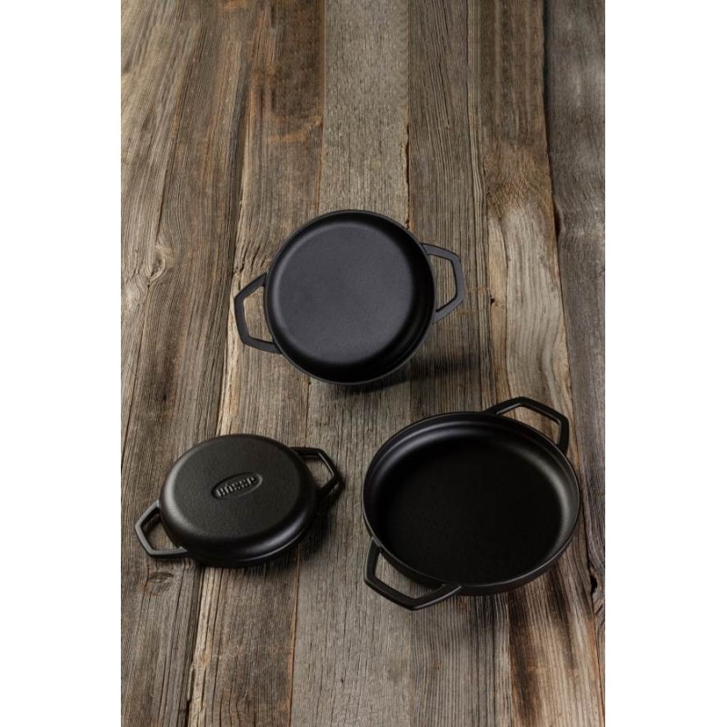 Emaillierte gusseisenpfanne mit zwei Griffen Hosse, Black Onyx, Ф16cm | Flache Gusseisenpfanne | Gusseisenpfanne |