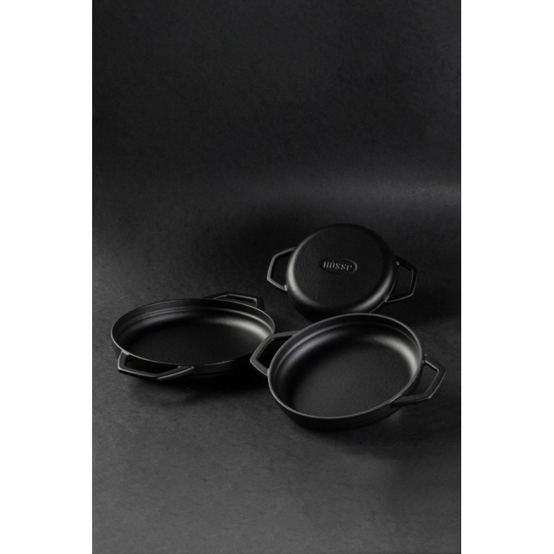 Emaillierte gusseisenpfanne mit zwei Griffen Hosse, Black Onyx, Ф19cm | Flache Gusseisenpfanne | Gusseisenpfanne |