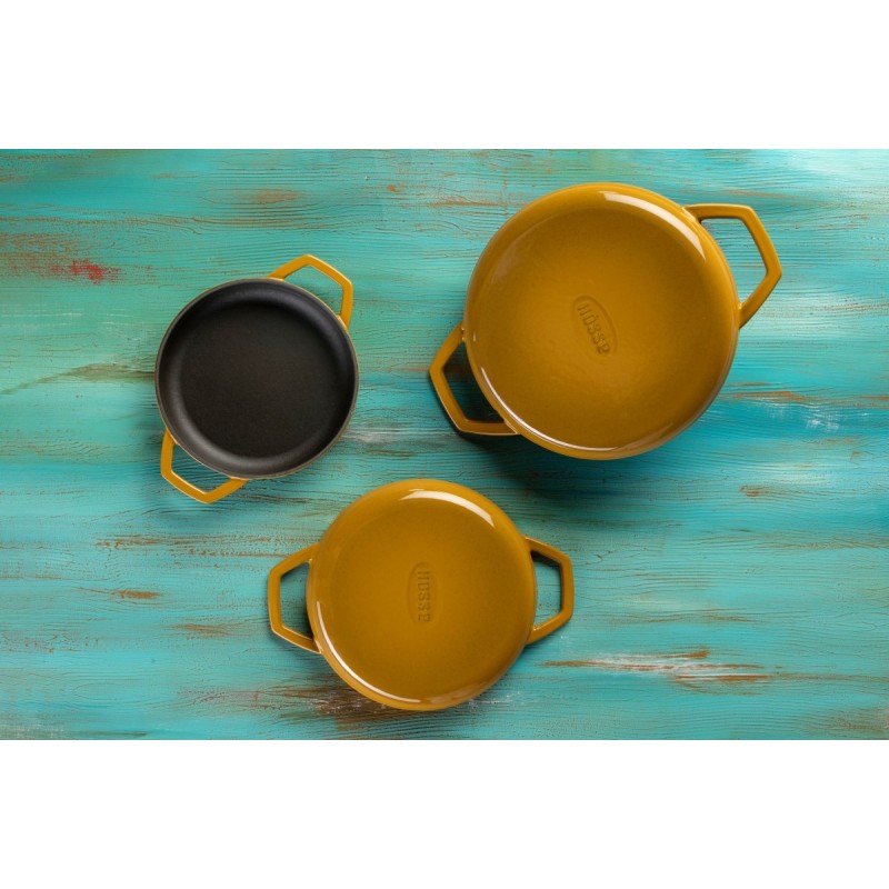 Emaillierte gusseisenpfanne mit zwei Griffen Hosse, Dijon, Ф16cm | Flache Gusseisenpfanne | Gusseisenpfanne |