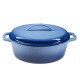 Geëmailleerde gietijzeren pot, Blau, Oval, 33x27см | Gusseisen Topf |  |